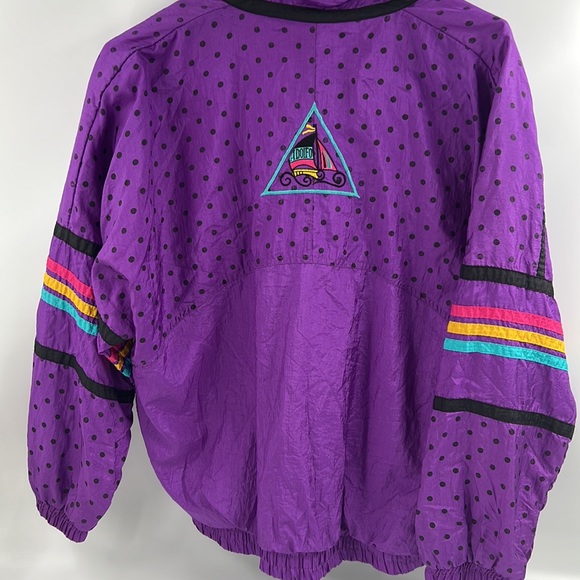 Vintage Adolfo Sport Women’s Windbreaker Jacket Small 90’s Neon Purple Full Zip - Picture 5 of 8